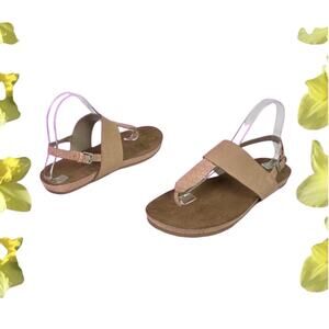 Franco Sarto Women's 9.5M Pink Leather Snakeskin Notary Slingback Flat Sandals